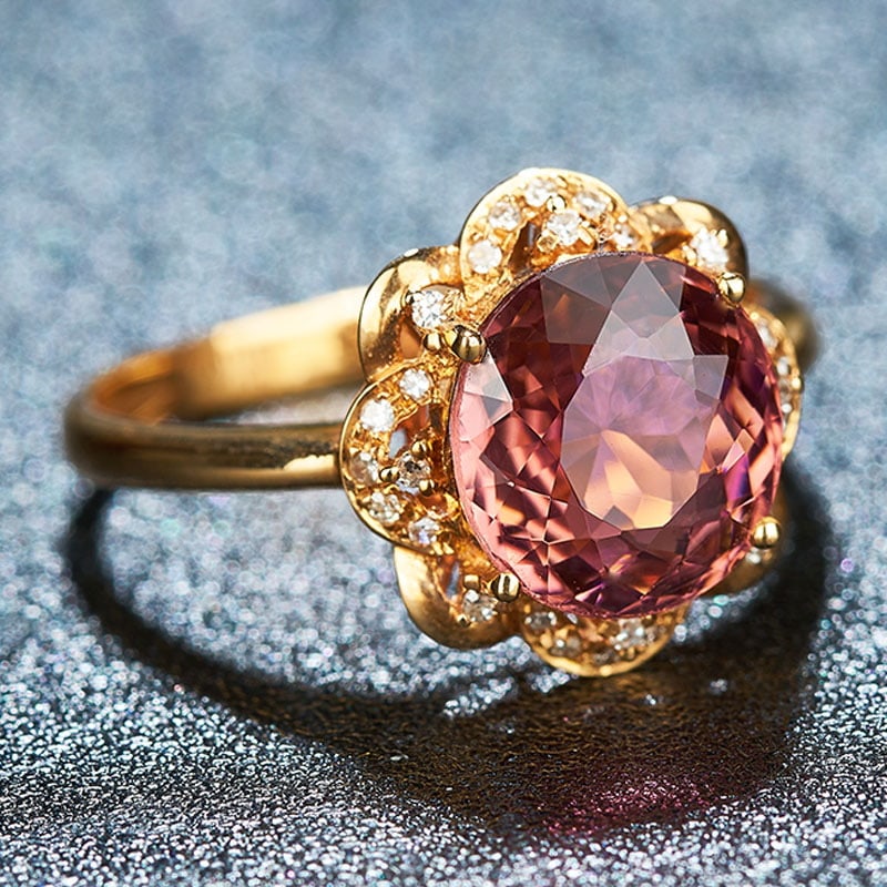 14k Gold 2.41 Ct Natural Tourmaline & Diamond Ring - 3