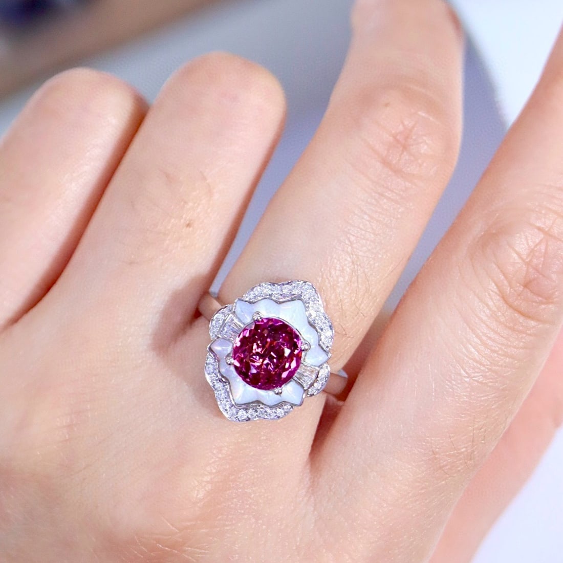 14k Gold 2.16 Ctw Natural Tourmaline & Diamond Ring - 4