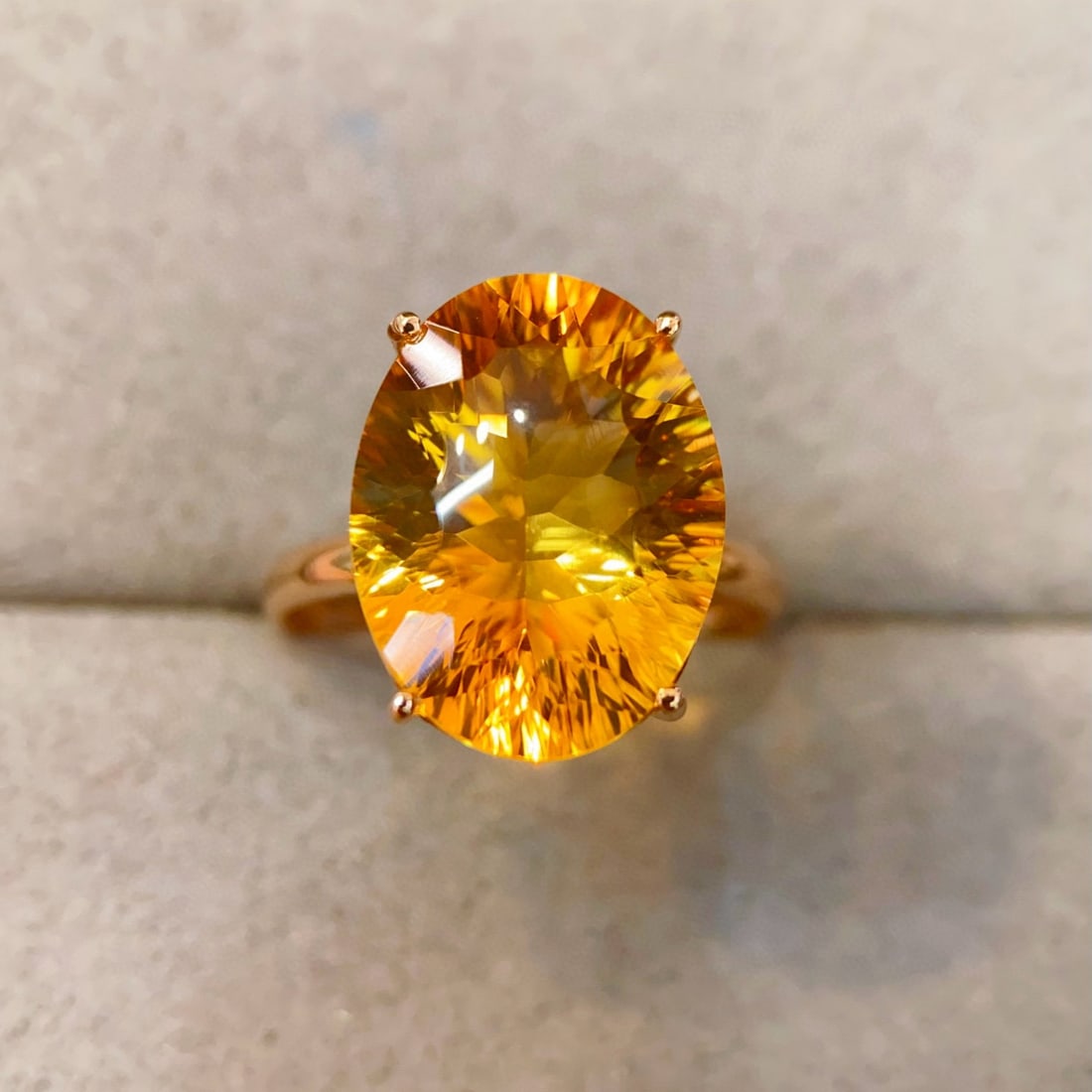 14k Gold 8.8 Ct Natural Citrine Ring: Ref:231038089 // gold content:14k gold // ring size:7. 25us // // main gemstone:citrine // shape:oval // carat weight:8. 8ct // color:yellow // treatment:natural // Condition: New Low Estimate: