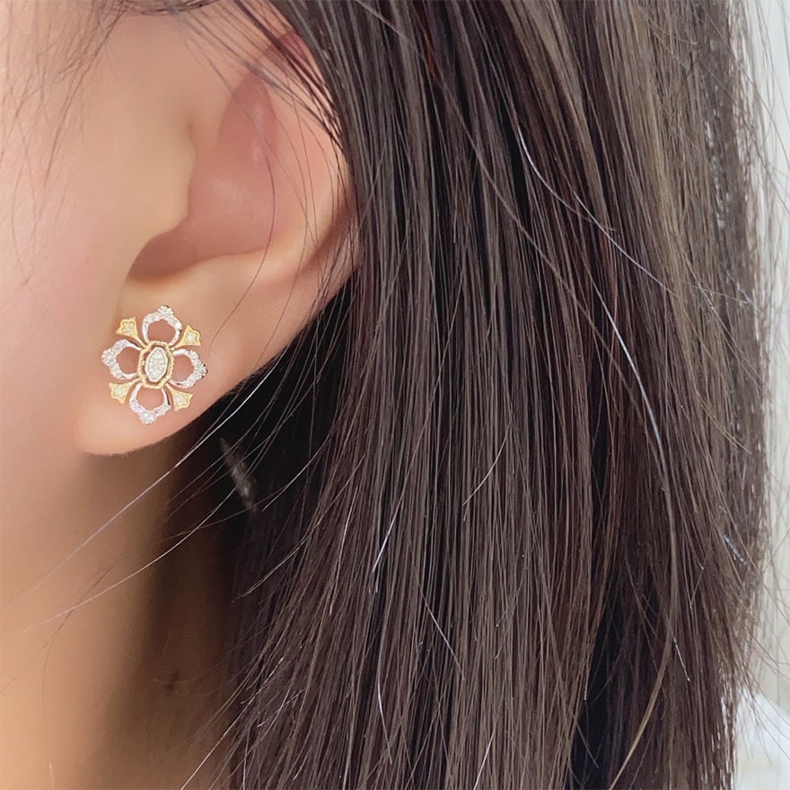 14k Gold 0.28 Ct Natural H Diamond Earrings - 5