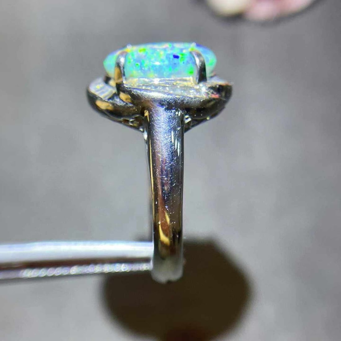 14k Gold 3.06 Ctw Natural Opal & Diamond Ring - 4