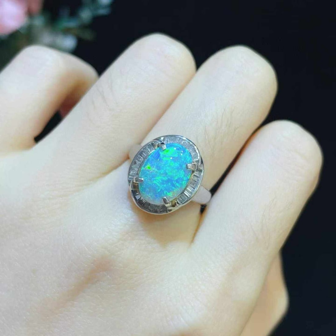 14k Gold 3.06 Ctw Natural Opal & Diamond Ring - 6