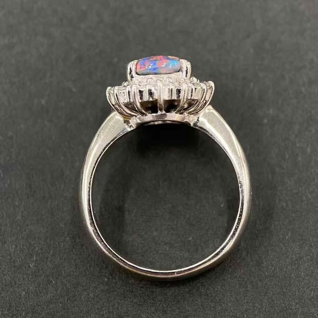 14k Gold 1.57 Ctw Natural Opal & Diamond Ring - 2