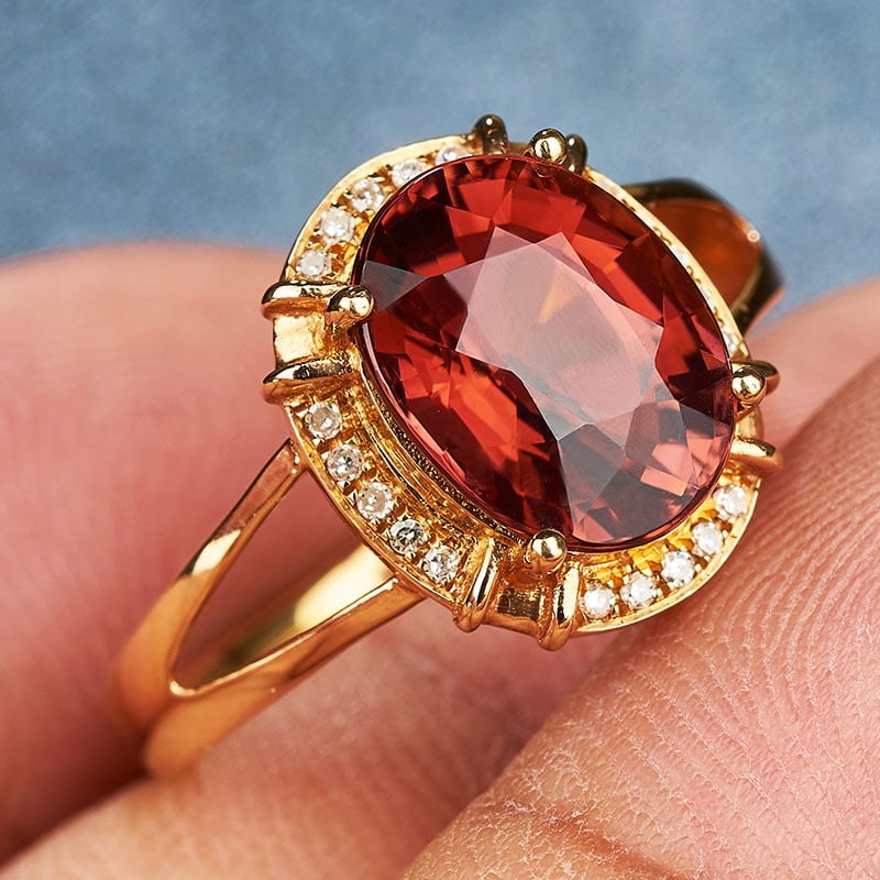 14k Gold 3.3 Ct Natural Tourmaline & Diamond Ring - 2