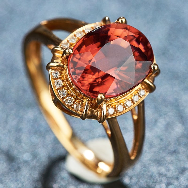 14k Gold 3.3 Ct Natural Tourmaline & Diamond Ring - 3