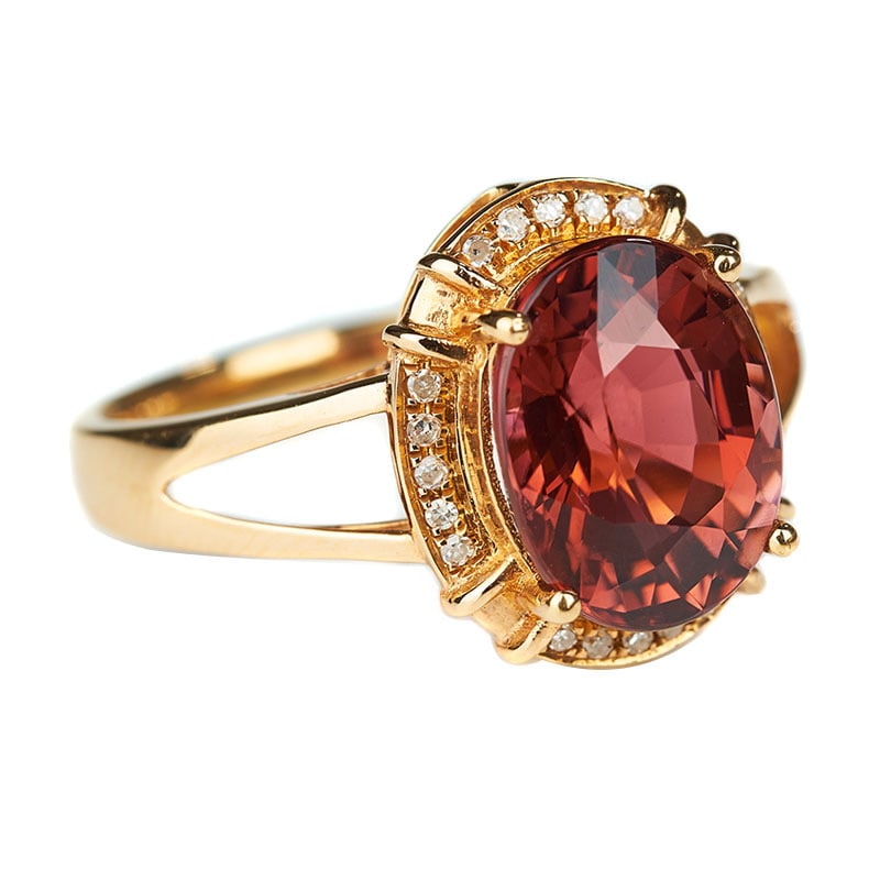 14k Gold 3.3 Ct Natural Tourmaline & Diamond Ring - 4