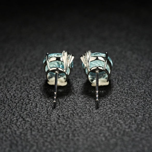 14k Gold 6.05 Ct Natural Aquamarine Earrings - 4