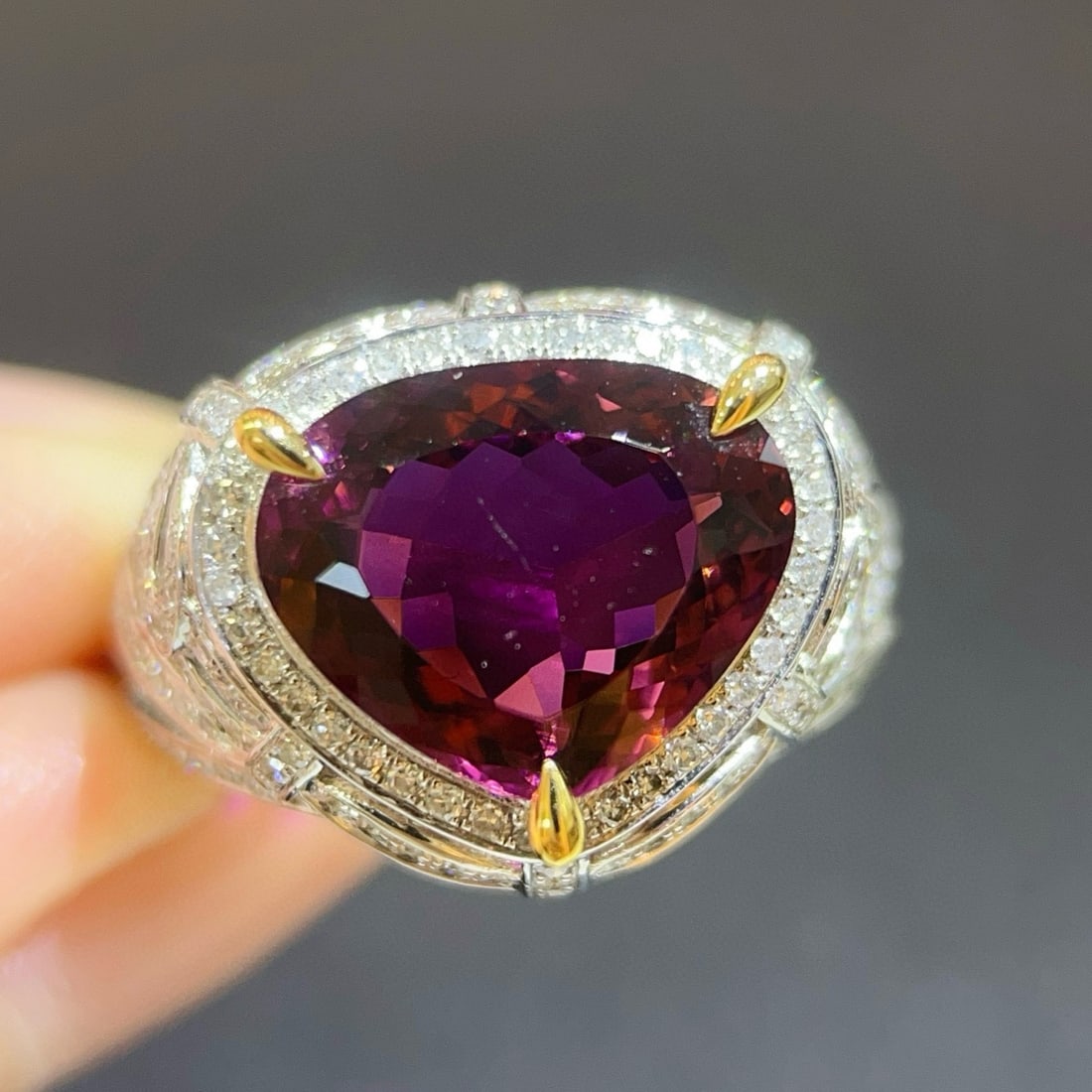 14k Gold 6.13 Ctw Natural Tourmaline & Diamond Ring - 3