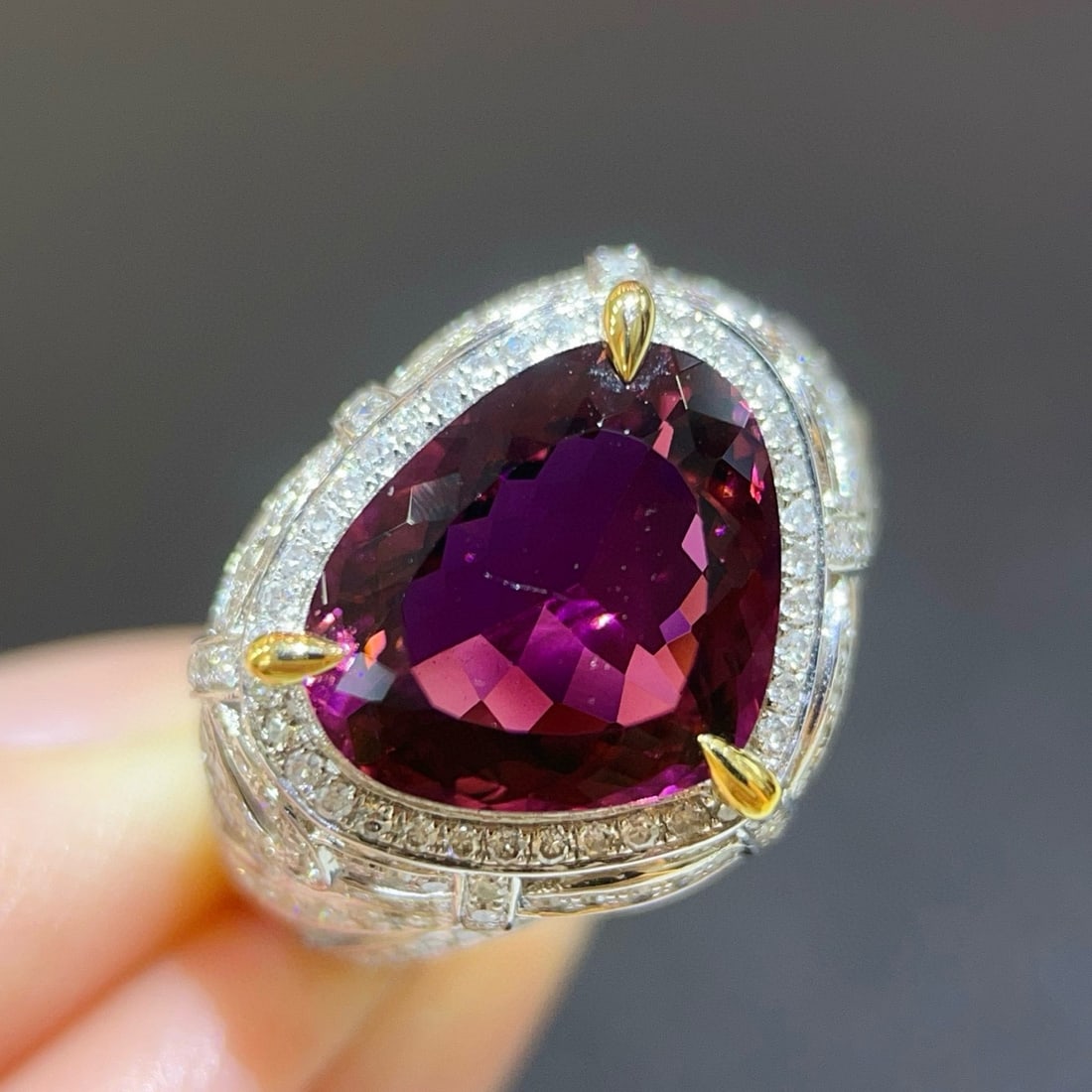 14k Gold 6.13 Ctw Natural Tourmaline & Diamond Ring - 4