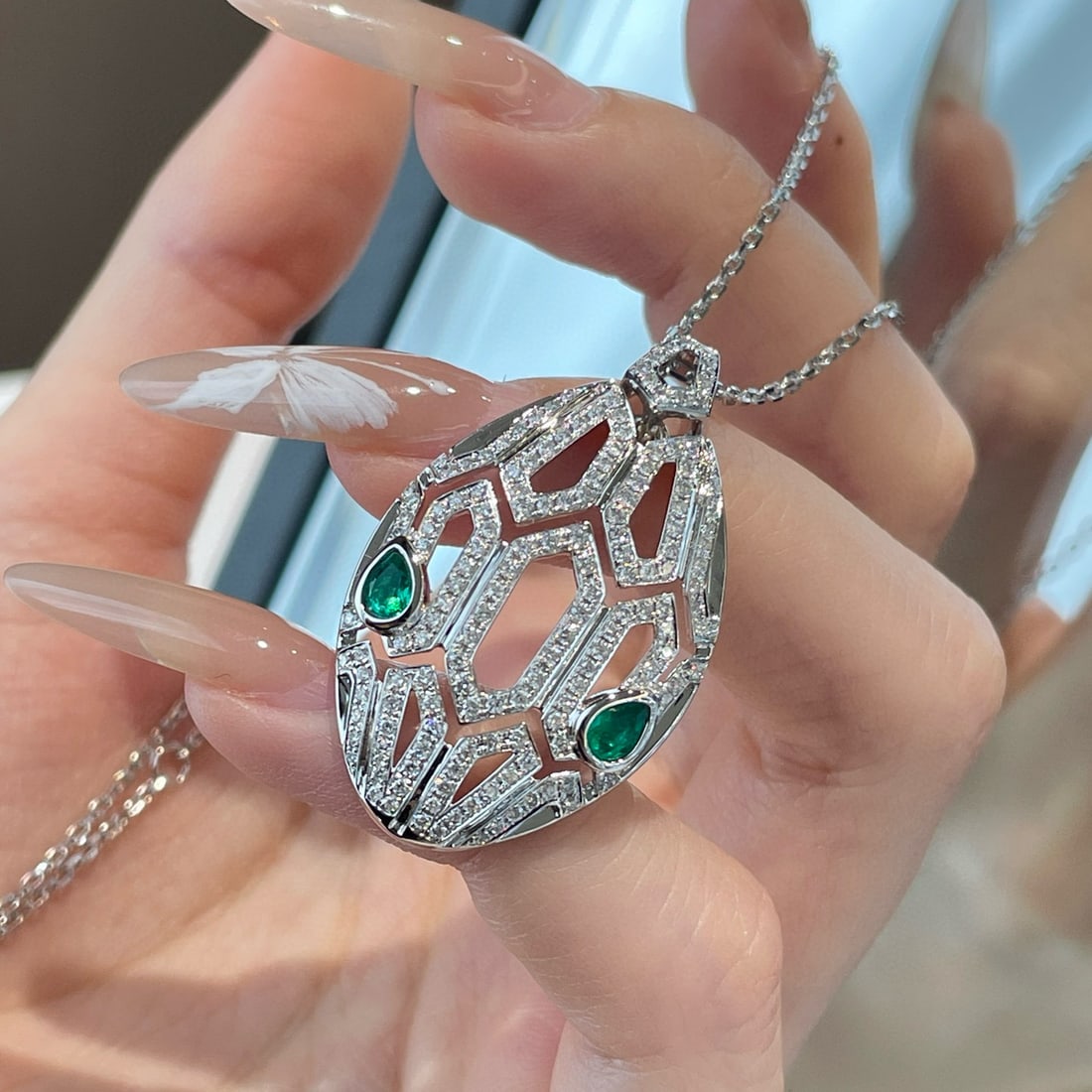 14k Gold 0.3 Ct Natural Emerald & Diamond Pendant( Without Chain ) - 2