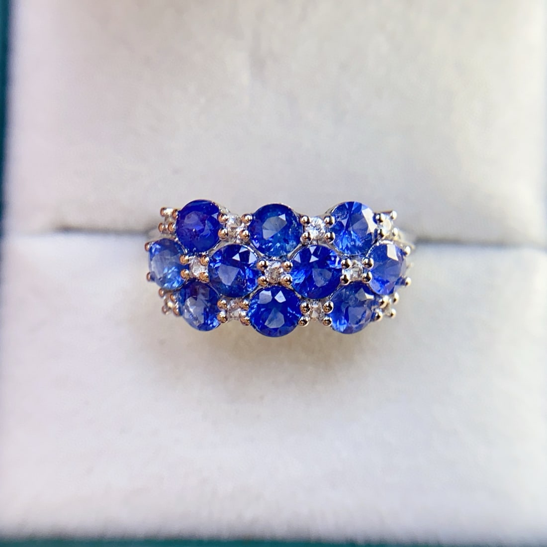 14k Gold 2.30 Ct Natural Sapphire & Sapphire Ring: Ref:231038139 // gold content:14k gold // ring size:7. 25us // // main gemstone:sapphire // shape:round // carat weight:2. 30ct // color:blue // treatment:natural // cut grade:g // // adjacent