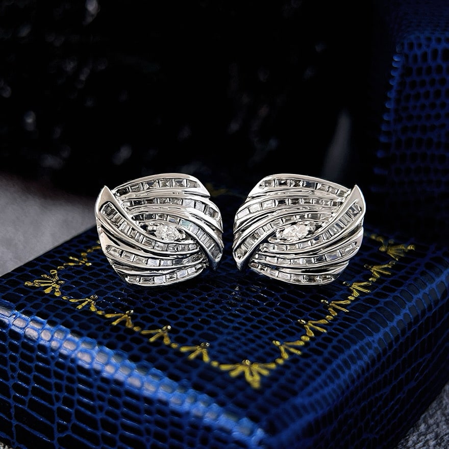 14k Gold 0.9 Ct Natural H Diamond Earrings - 2