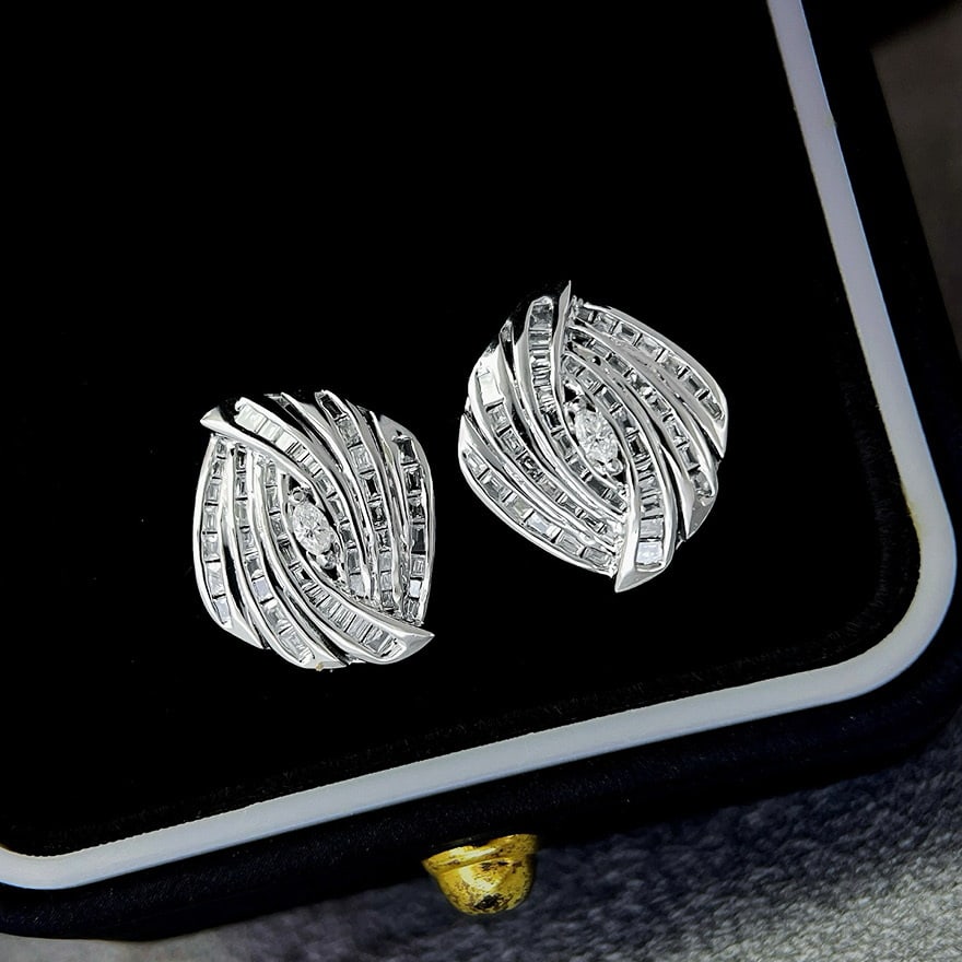 14k Gold 0.9 Ct Natural H Diamond Earrings - 3