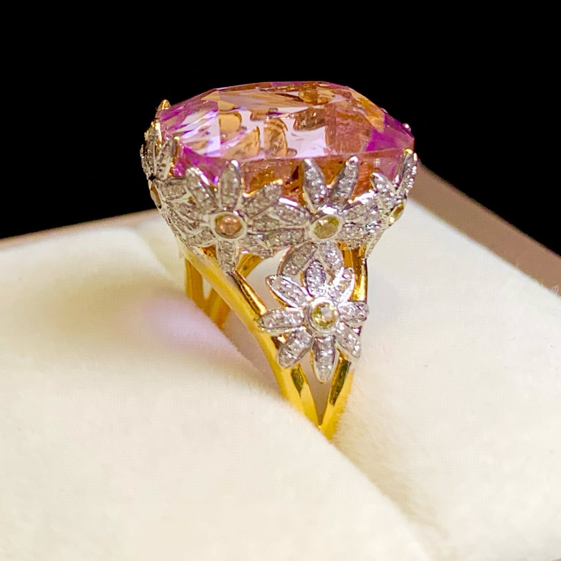 14k Gold 20.45 Ct Natural Kunzite & Diamond Ring - 5