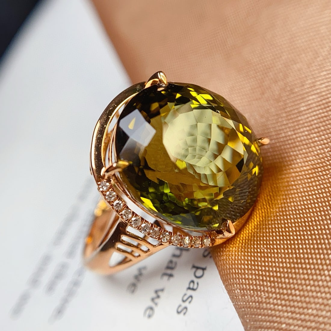 14k Gold 15.55 Ct Natural Tourmaline & Diamond Ring - 3