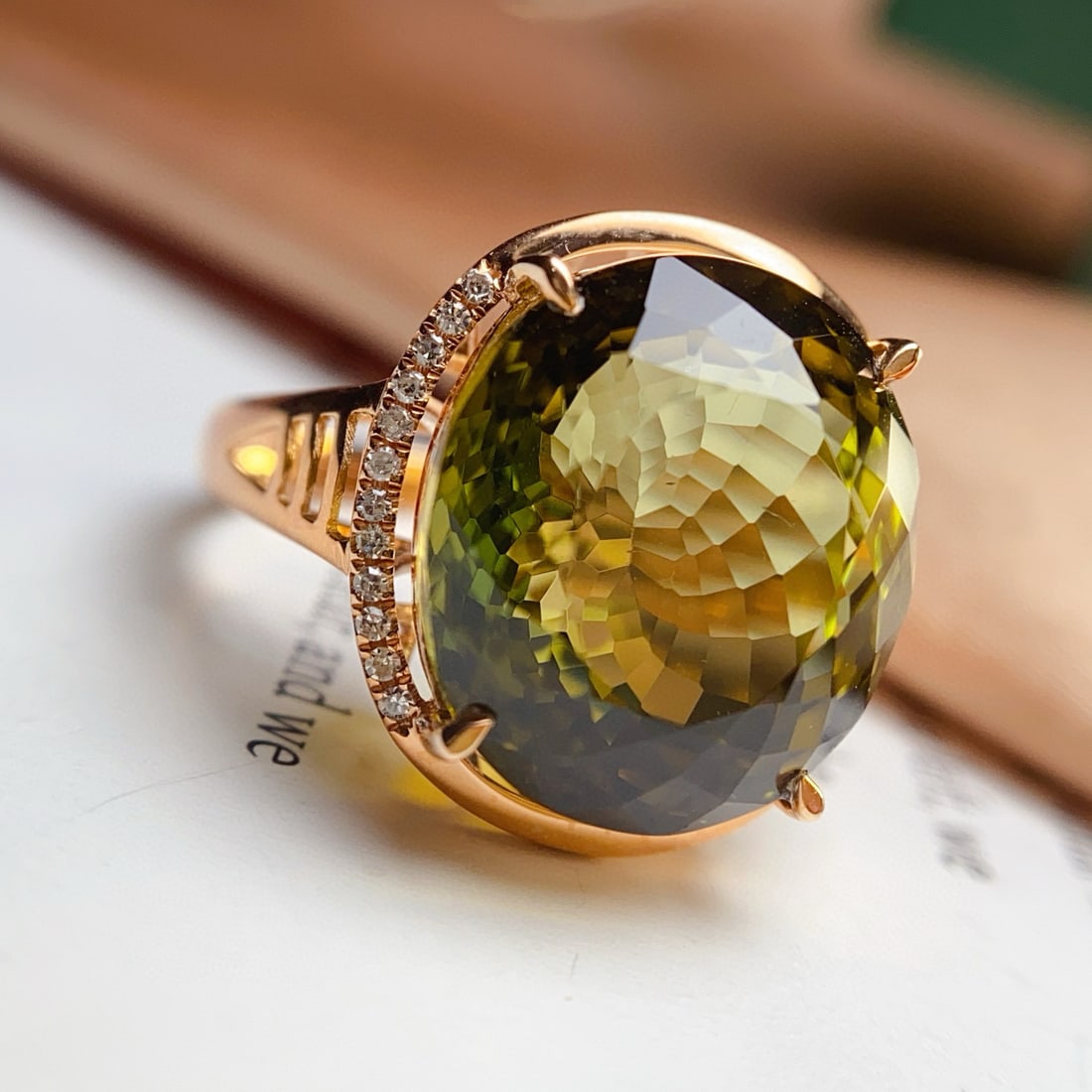14k Gold 15.55 Ct Natural Tourmaline & Diamond Ring - 4