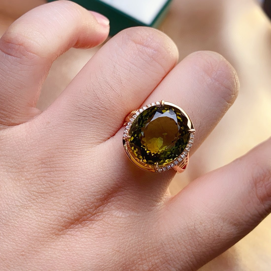 14k Gold 15.55 Ct Natural Tourmaline & Diamond Ring - 6