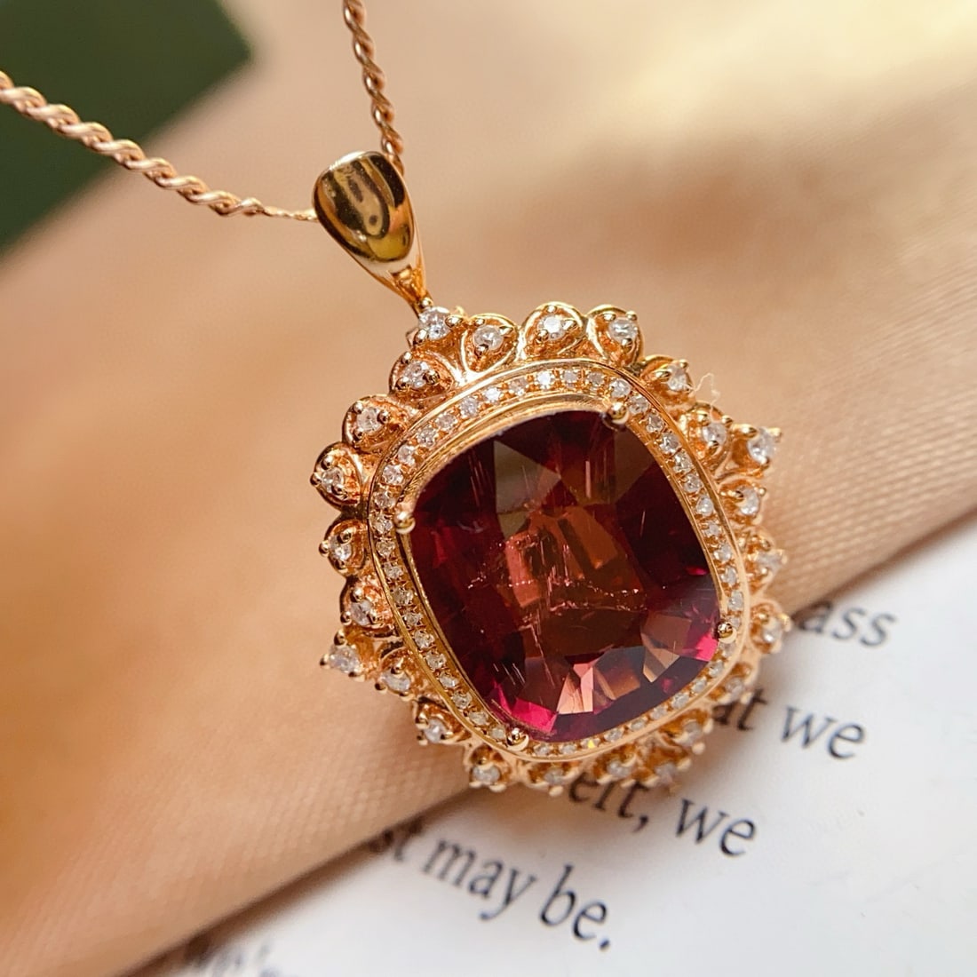 14k Gold 3.50 Ct Natural Tourmaline & Diamond Ring/pendant( Without Chain ) - 3