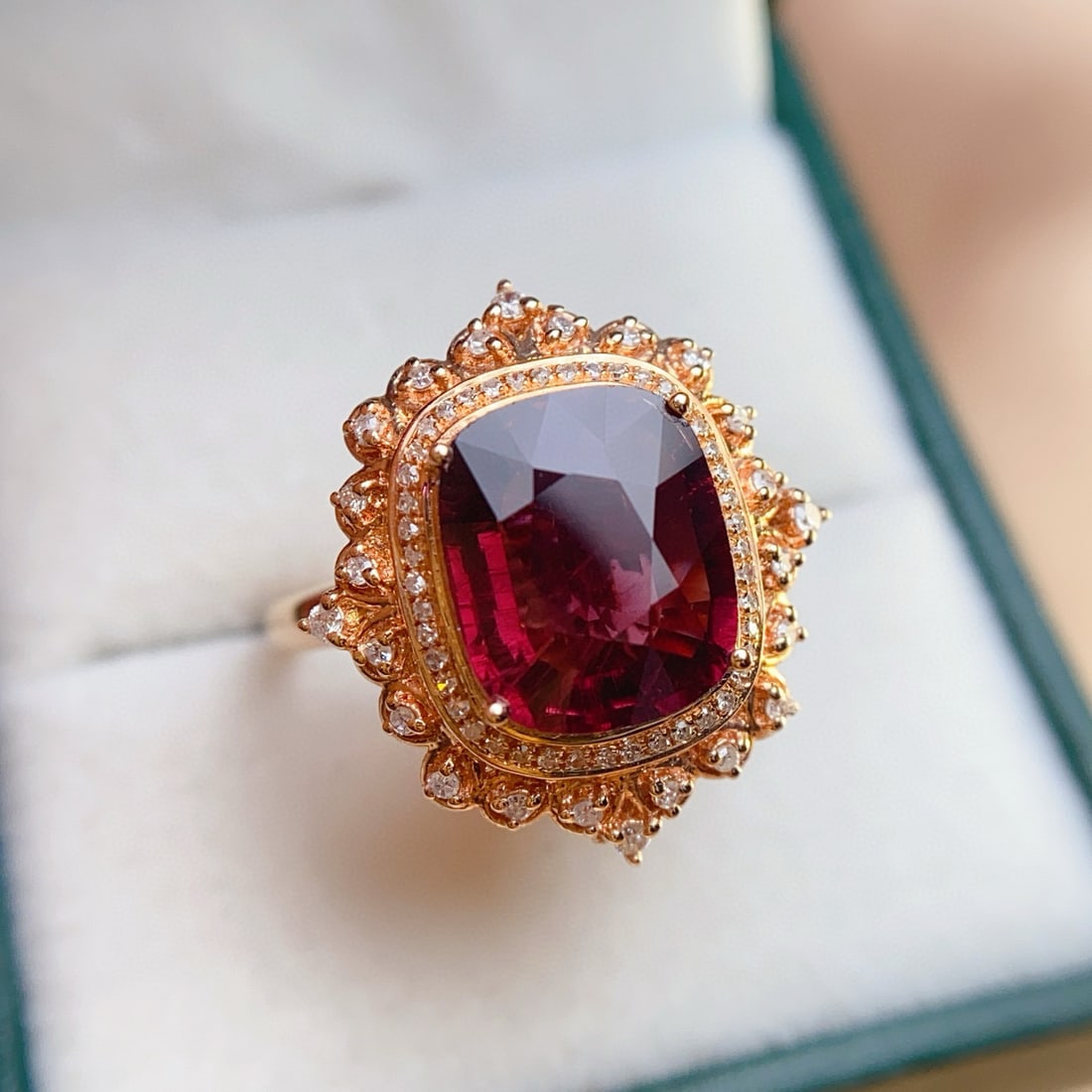 14k Gold 3.50 Ct Natural Tourmaline & Diamond Ring/pendant( Without Chain ) - 5
