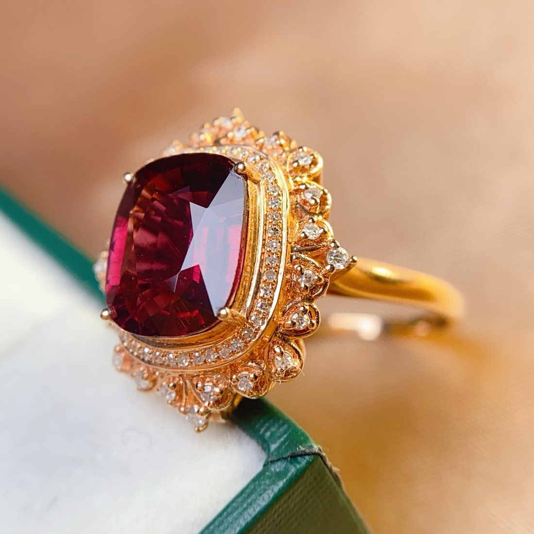 14k Gold 3.50 Ct Natural Tourmaline & Diamond Ring/pendant( Without Chain ) - 6