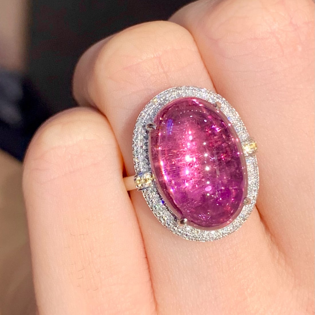 14k Gold 10.3 Ct Natural Tourmaline & Diamond Ring - 2