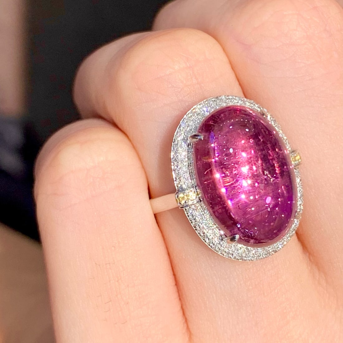 14k Gold 10.3 Ct Natural Tourmaline & Diamond Ring - 3
