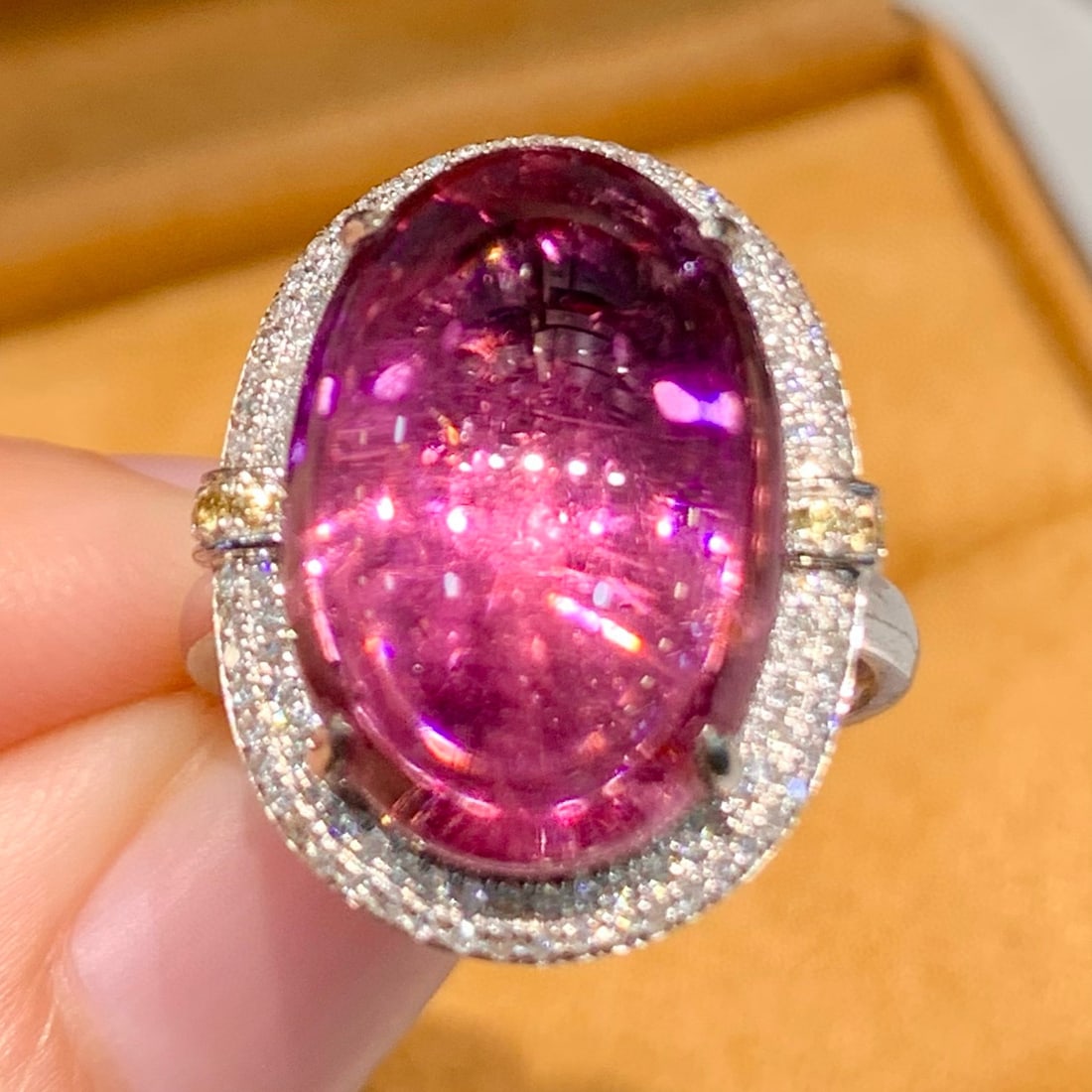 14k Gold 10.3 Ct Natural Tourmaline & Diamond Ring - 5