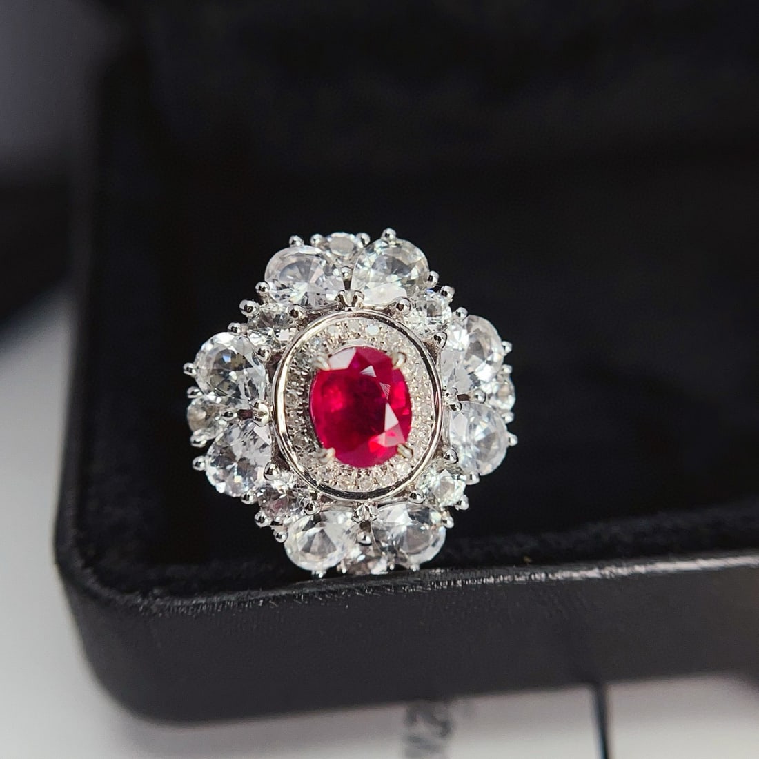 14k Gold 0.60 Ct Natural Ruby & Diamond & Sapphire Ring/pendant( Without Chain ): Ref:231038182 // gold content:14k gold // ring size:7. 25us // // main gemstone:ruby // shape:oval // carat weight:0. 60ct // color:red // treatment:natural // // adjacent gemstone 2 : diamond //