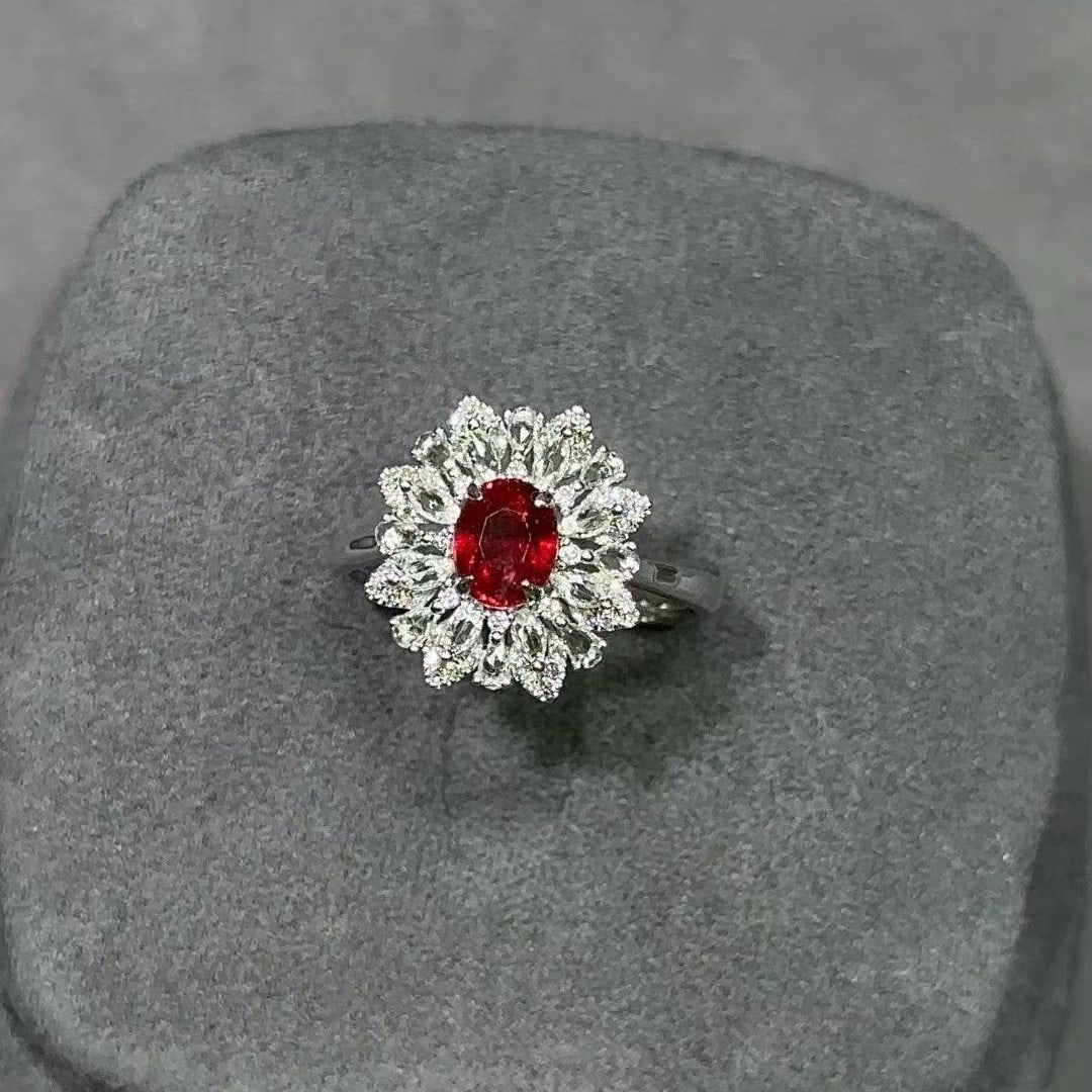 14k Gold 1 Ct Natural Ruby & Diamond & Sapphire Ring - 2