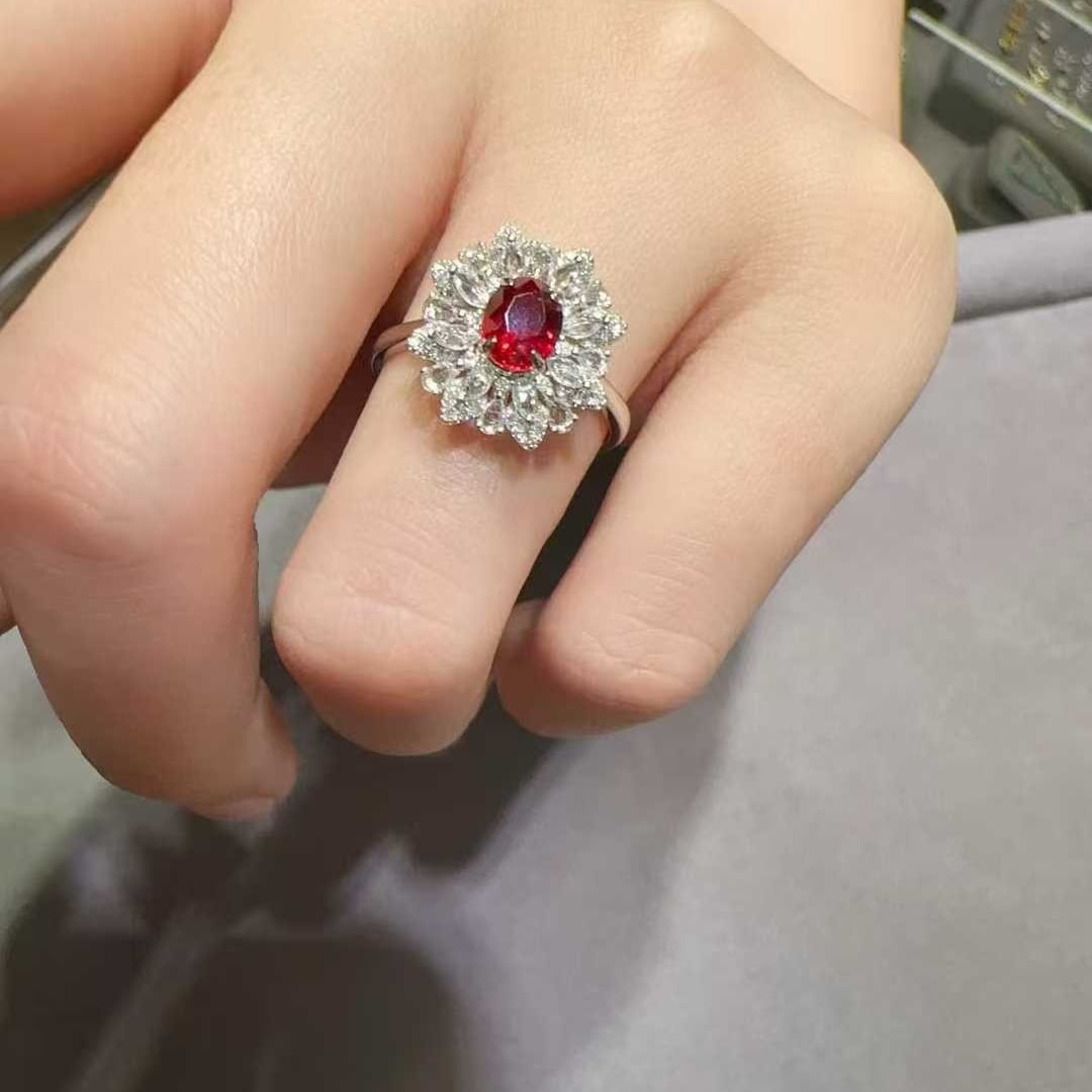 14k Gold 1 Ct Natural Ruby & Diamond & Sapphire Ring - 3