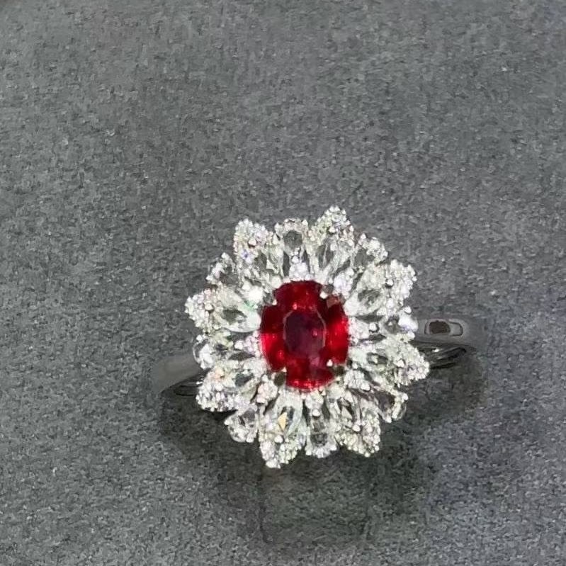 14k Gold 1 Ct Natural Ruby & Diamond & Sapphire Ring - 4