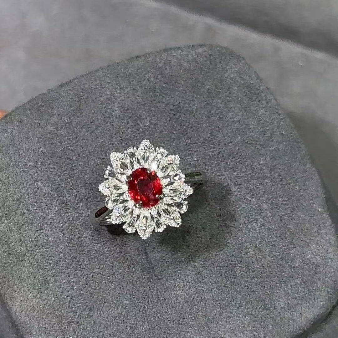 14k Gold 1 Ct Natural Ruby & Diamond & Sapphire Ring - 5