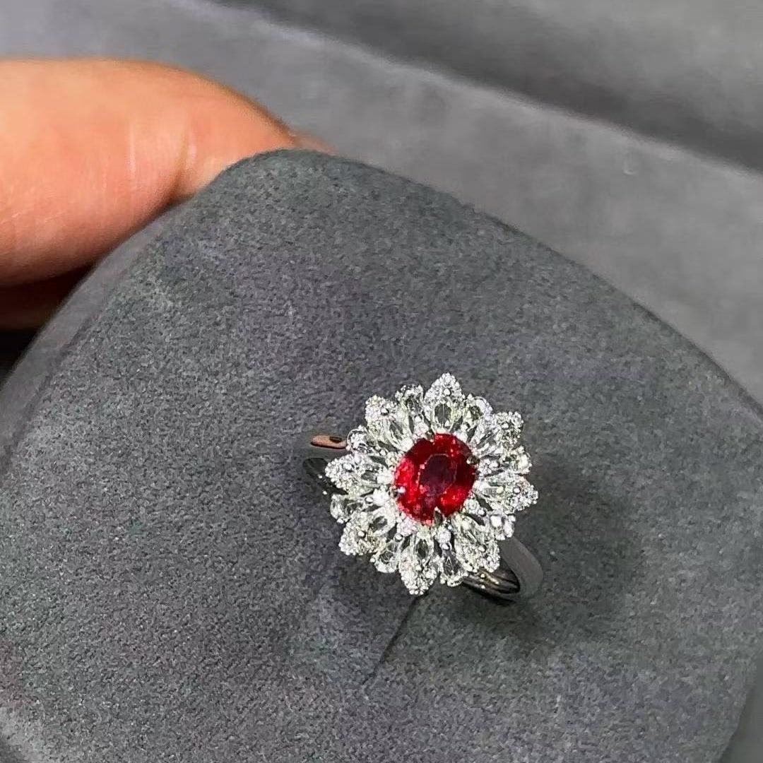 14k Gold 1 Ct Natural Ruby & Diamond & Sapphire Ring - 6
