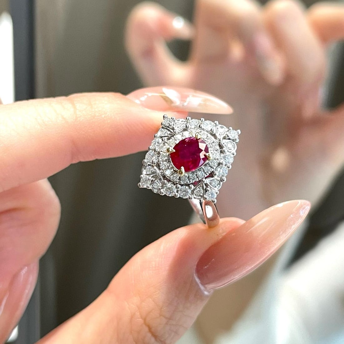 14k Gold 0.65 Ct Natural Ruby & Diamond Ring/pendant( Without Chain ): Ref:231038193 // gold content:14k gold // ring size:7. 25us // // main gemstone:ruby // shape:oval // carat weight:0. 65ct // color:red // treatment:natural // // adjacent gemstone 2 : diamond //
