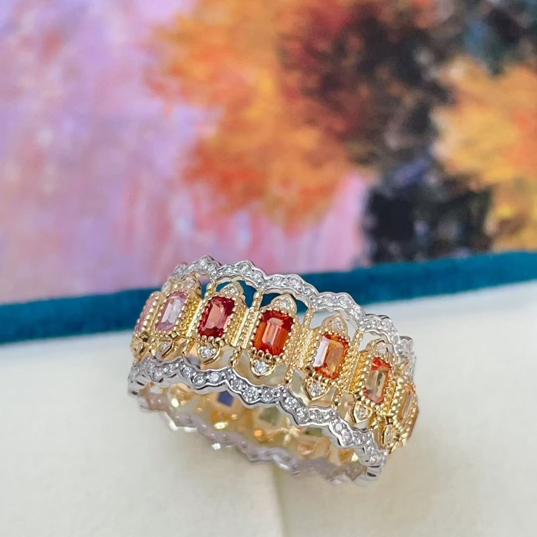 14k Gold 1.95 Ctw Natural Sapphire & Diamond Ring: Ref:231038204 // gold content:14k gold // ring size:7. 25us // // main gemstone:sapphire // shape:octagonal // carat weight:1. 55ct // color:color // treatment:natural // // adjacent gemstone 2 :
