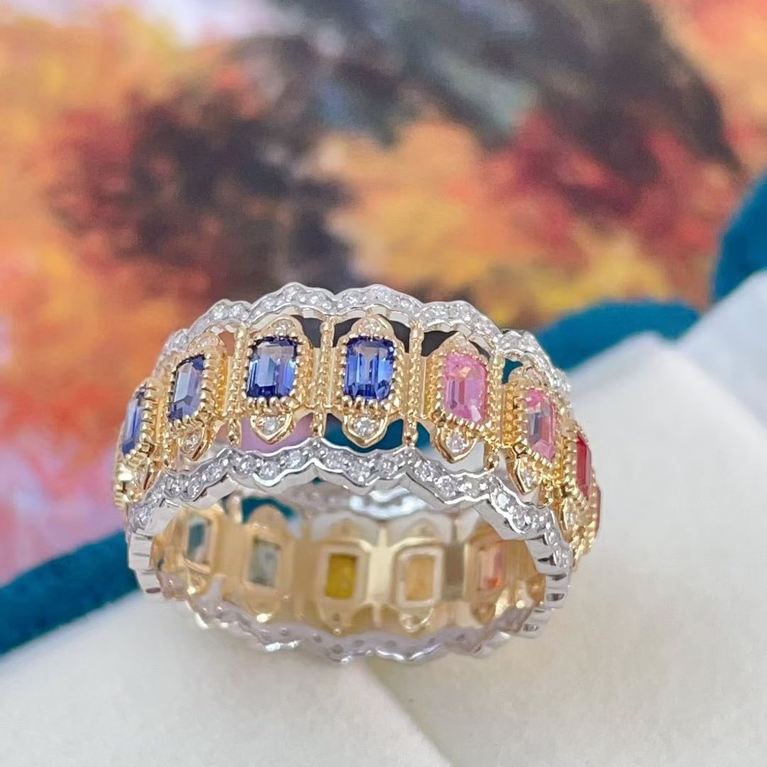 14k Gold 1.95 Ctw Natural Sapphire & Diamond Ring - 3