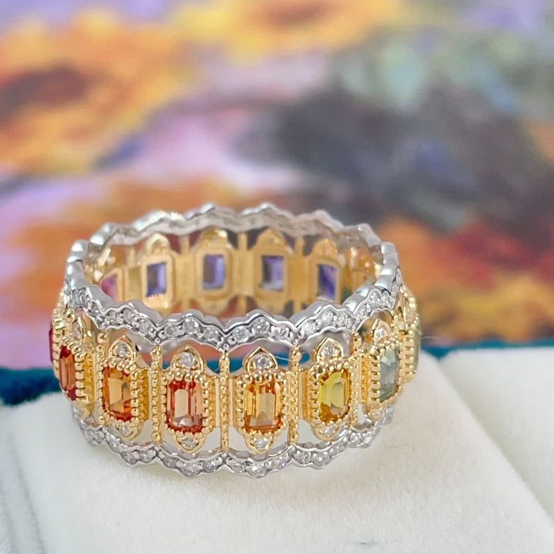 14k Gold 1.95 Ctw Natural Sapphire & Diamond Ring - 4