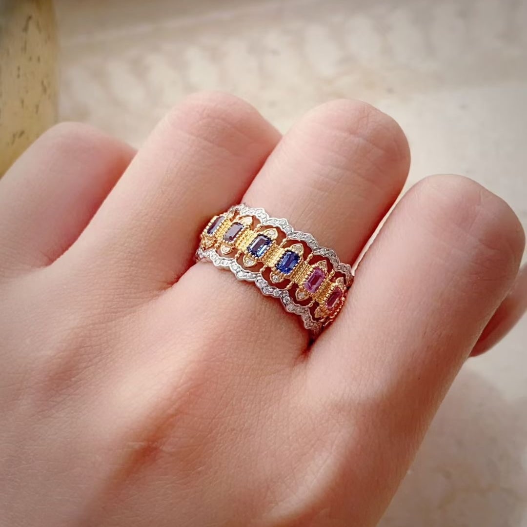 14k Gold 1.95 Ctw Natural Sapphire & Diamond Ring - 5