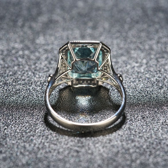 14k Gold 3.03 Ct Natural Aquamarine & Diamond Ring - 4