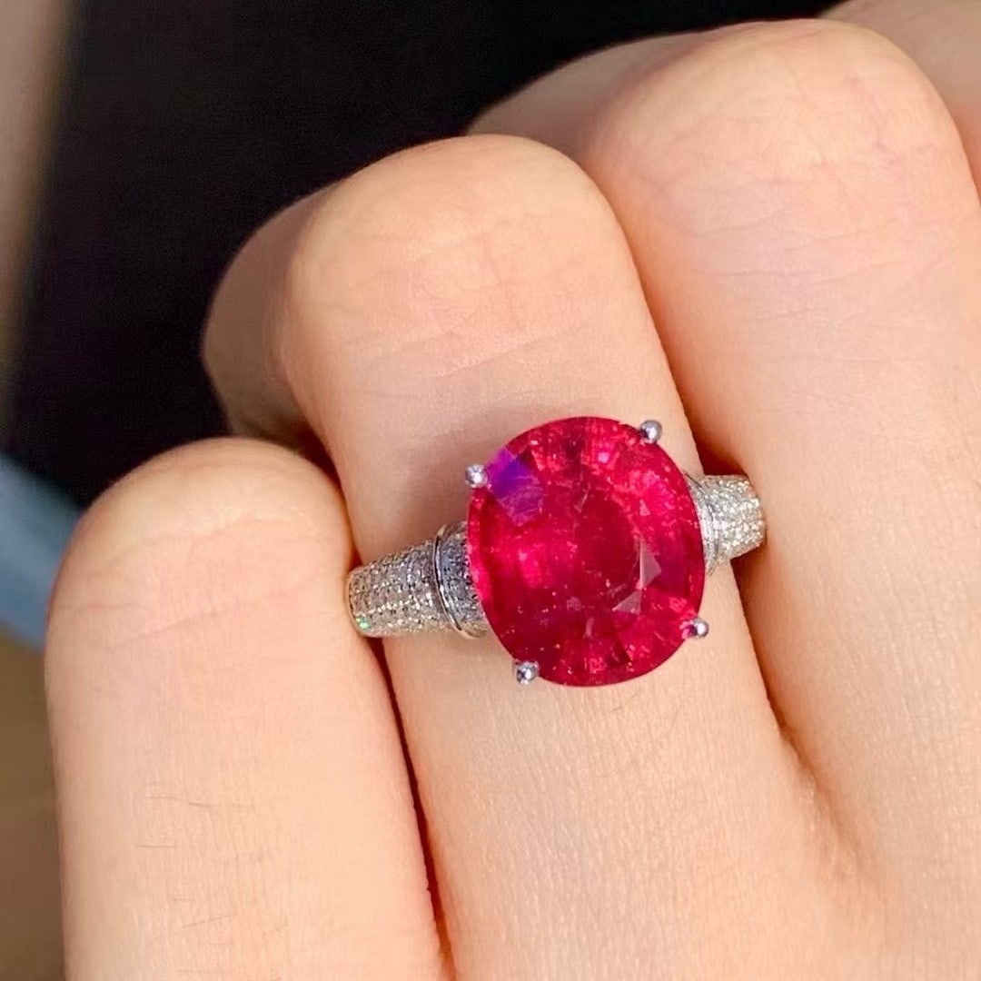 14k Gold 5.8 Ct Natural Tourmaline & Diamond Ring - 6