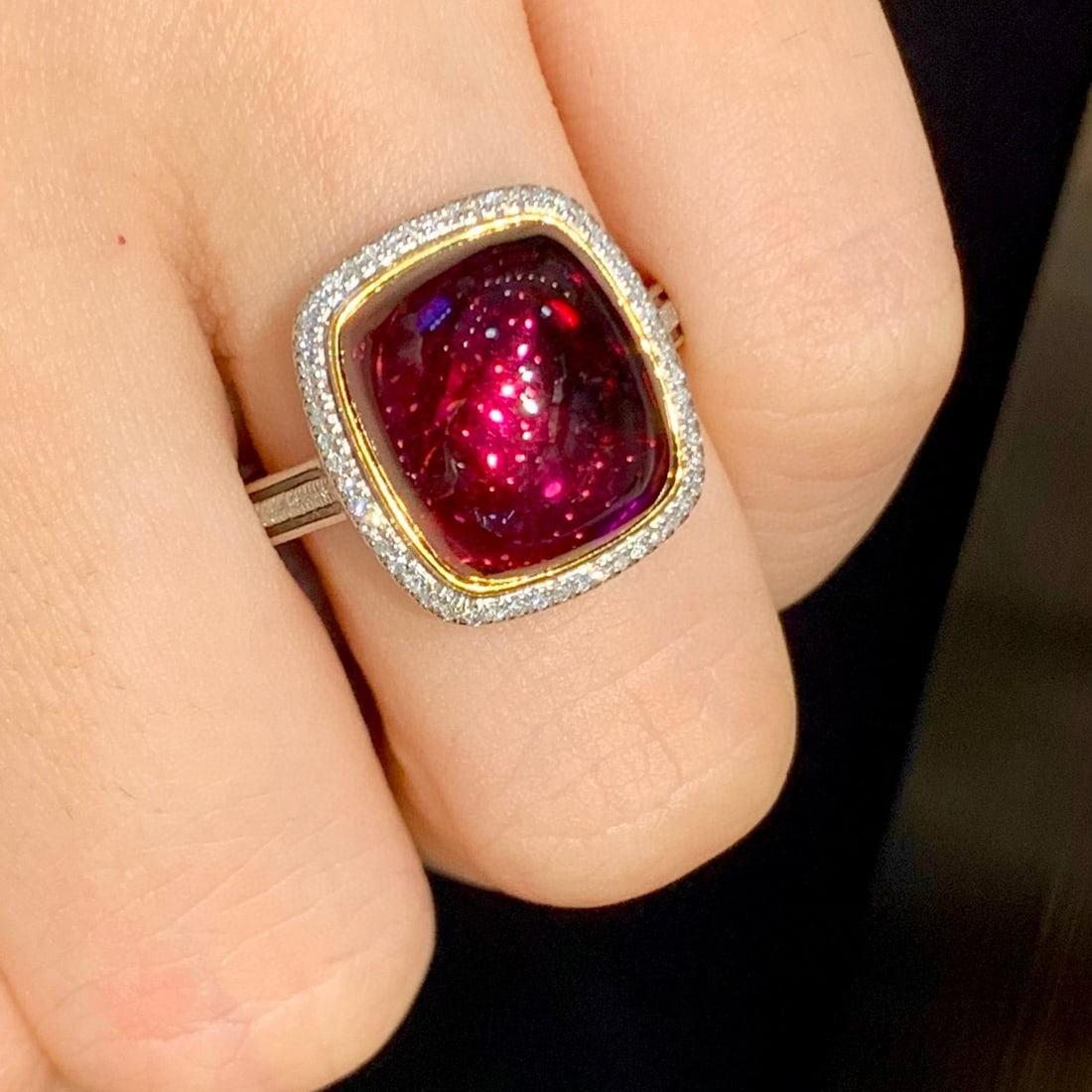 14k Gold 7.8 Ct Natural Tourmaline & Diamond Ring - 4