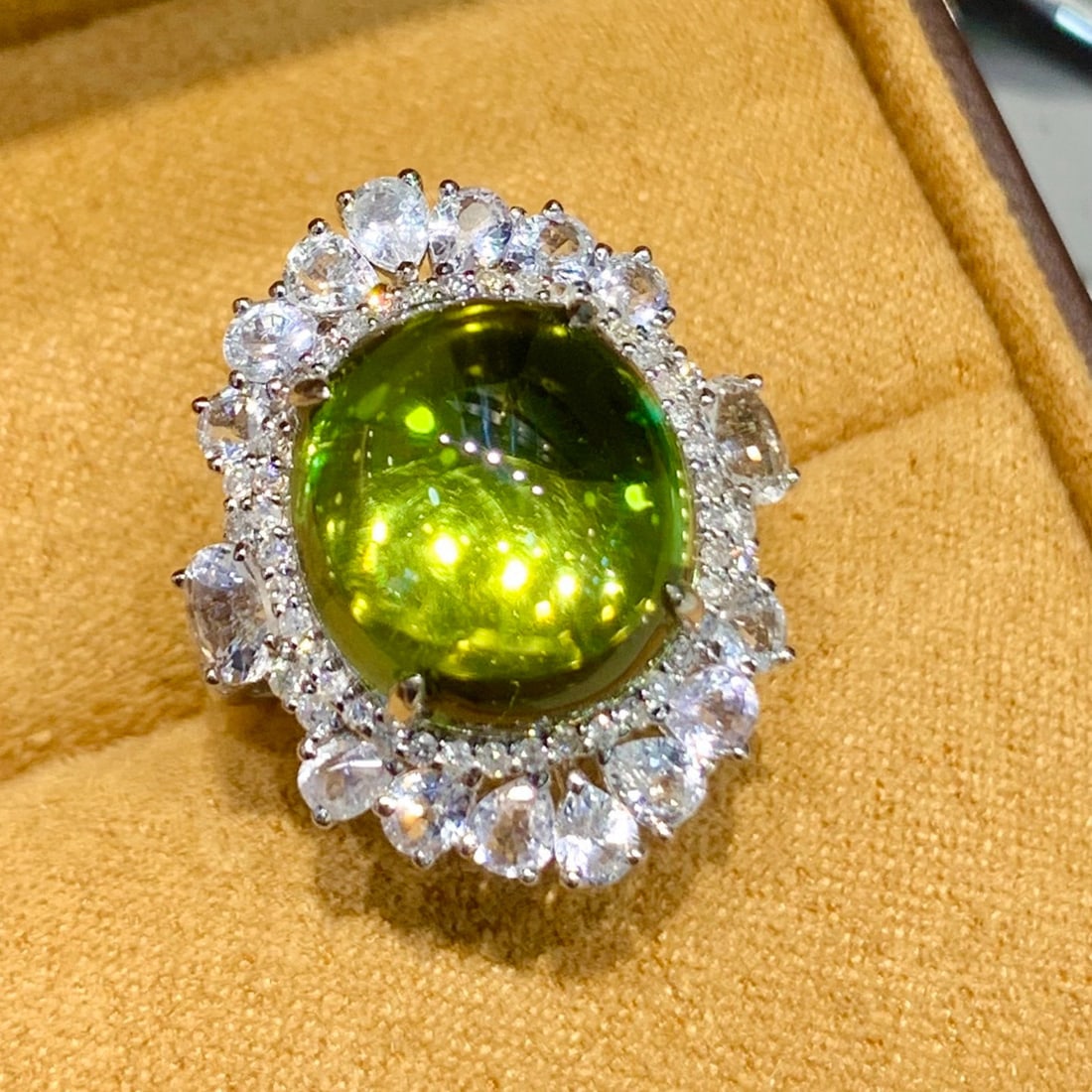 14k Gold 7.65 Ct Natural Tourmaline & Diamond & Sapphire Ring - 4