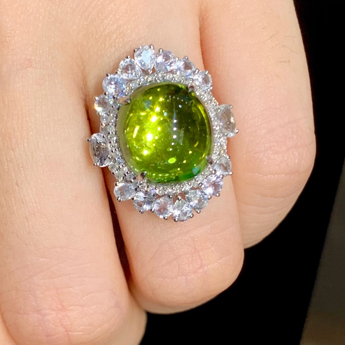 14k Gold 7.65 Ct Natural Tourmaline & Diamond & Sapphire Ring - 5