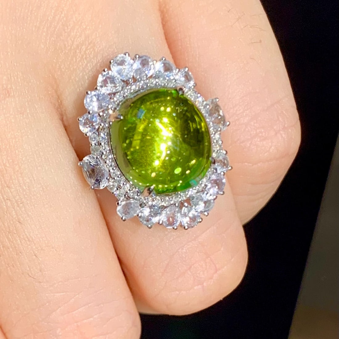 14k Gold 7.65 Ct Natural Tourmaline & Diamond & Sapphire Ring - 6