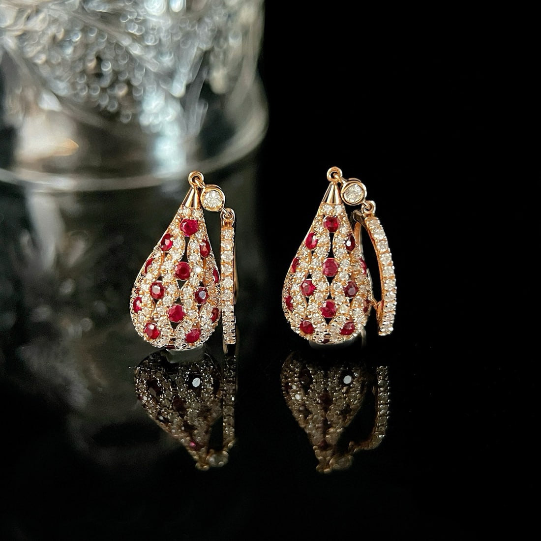 14k Gold 1.5 Ctw Natural Ruby & Diamond Earrings - 2