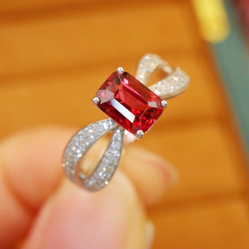 14k Gold 1.32 Ctw Natural Spinel & Diamond Ring - 2