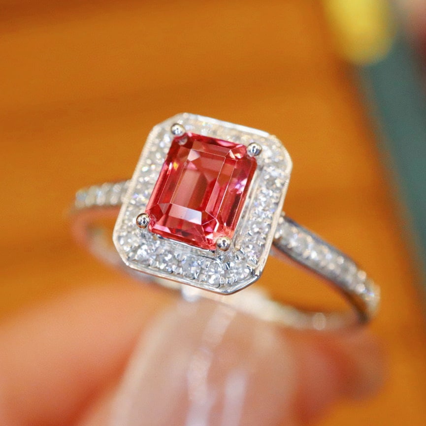 14k Gold 1.04 Ctw Natural Spinel & Diamond Ring - 2