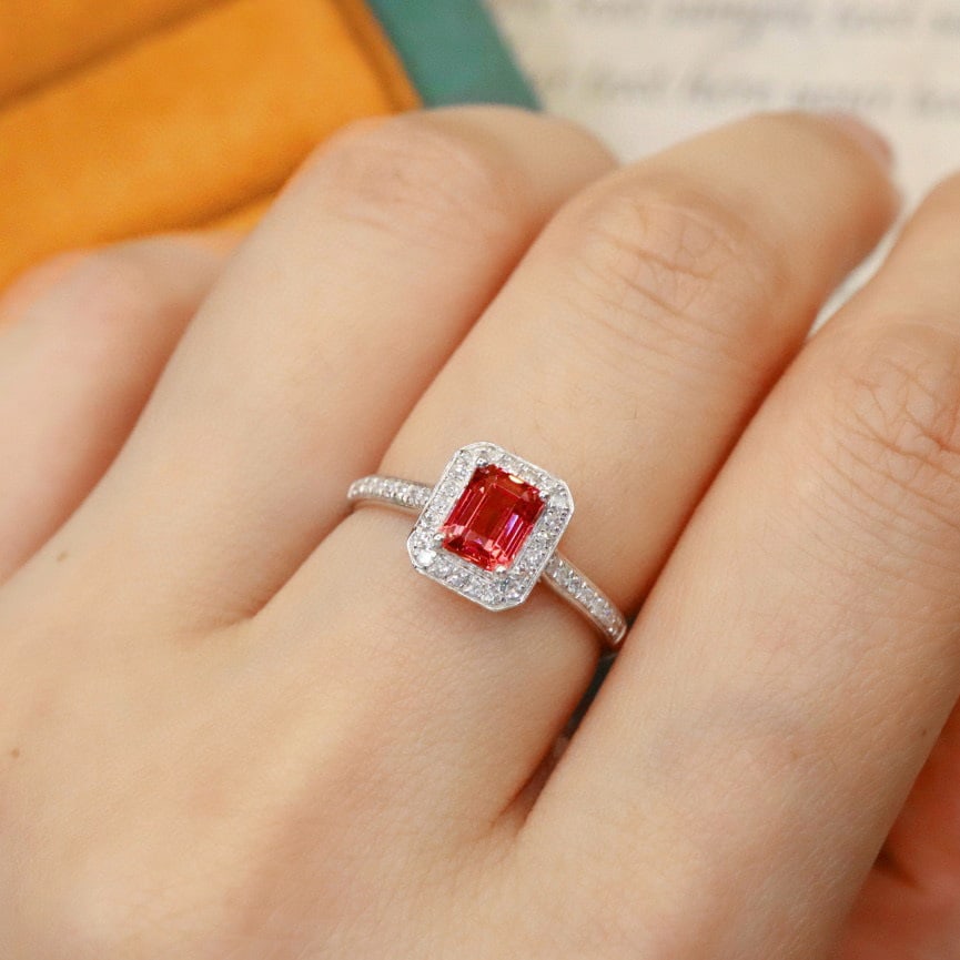 14k Gold 1.04 Ctw Natural Spinel & Diamond Ring - 5