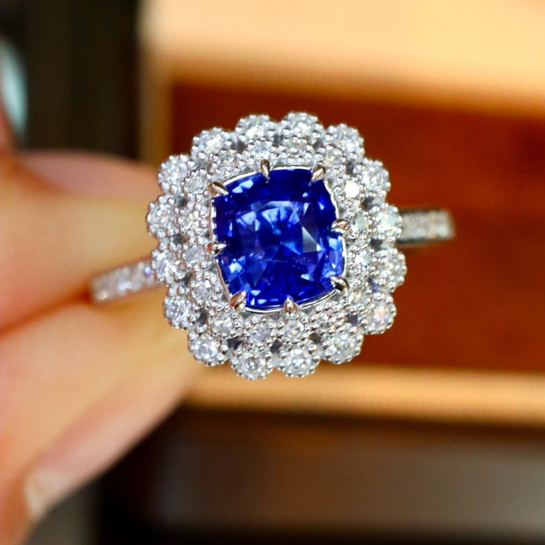 14k Gold 1.37 Ctw Natural Sapphire & Diamond Ring - 2