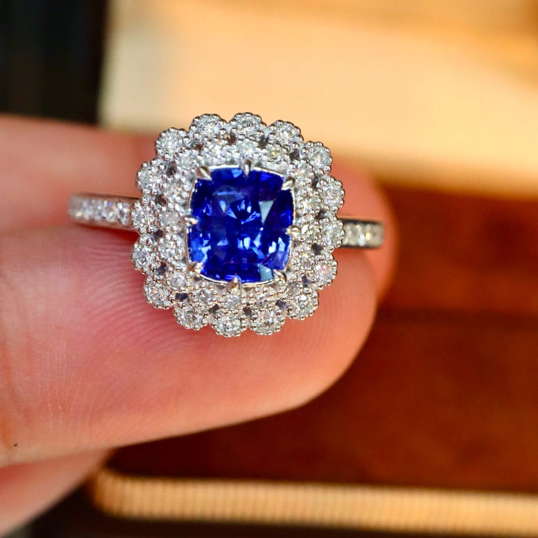 14k Gold 1.37 Ctw Natural Sapphire & Diamond Ring - 3